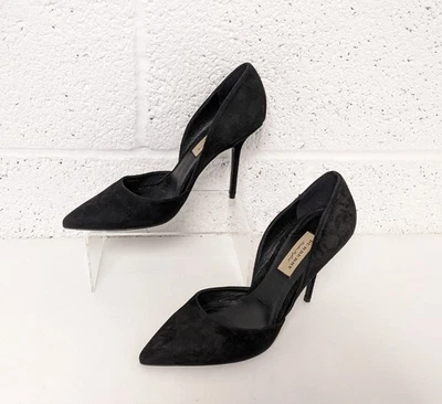 Zapatos Burberry Gamuza D'Orsay Negro Punta Diseñador Tacones Altos - Talla 39 / UK 6 Foto 1 de 4