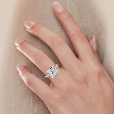 14k White Gold Wedding Diamond Ring Lab Grown Princess 3.5 Carat IGI Certified - Image 1 of 4