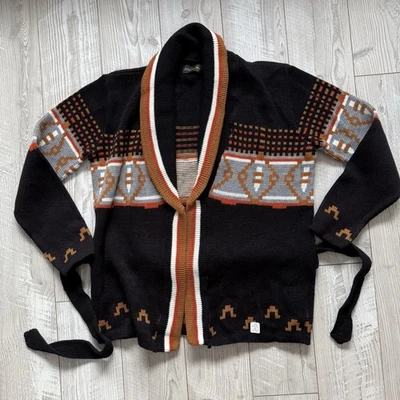 VTG NEW 70s JCPenney Native Southwestern Aztec  Sweater Shawl Collar Cardigan M - Image 1 of 4