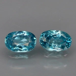 Oval 6x4 mm.PAIR Ravishing Color&Full Fire Natural Blue Cambodian Zircon 1.61Ct. - Picture 1 of 6