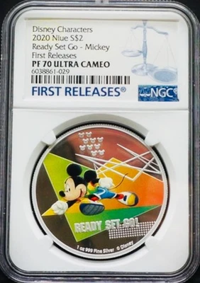 Niue 2020 $2 personajes de Disney ¡Listo para usar! - Mickey Mouse” NGC PF70 FR 🎥 Foto 1 de 4