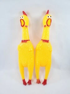 Paquete de 2 juguetes de goma estridentes para mascotas perros pollo masticar sonido apretar gritos 12" pulgadas - Imagen 1 de 9