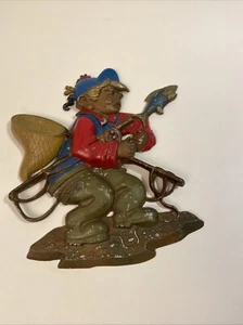 Vintage Sexton “Boy Fisherman” Metal Plaque Fishing Wall Art 1970 - Picture 1 of 6