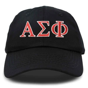 Alpha Sigma Phi Fraternity Greek Letters Ball Cap Embroidered Hat Black - Picture 1 of 6