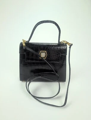 VINTAGE GIANNI VERSACE - GENUINE ALLIGATOR Medusa Top-Handle Crossbody Bag Purse - Image 1 of 4