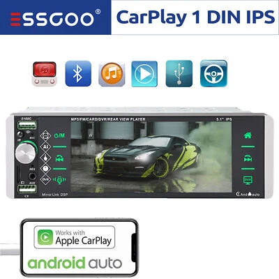 ESSGOO Autoradio 1 DIN Con Schermo Bluetooth Apple Carplay/Android Auto AUX USB - Immagine 1 di 4