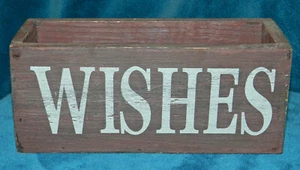 SWEET LITTLE HAND CRAFTED PRIMITIVE DISTRESSED WOOD BOX FOR WISHES OR DREAMS! - Picture 1 of 3