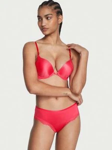 2pc Victoria's Secret Bombshell Add-2 Cups Push-Up Bra& Panty set Strawberry Red - Picture 1 of 10