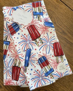 Patriotic Popsicles & Fireworks Kitchen Towels Set Of 2, July 4th Kitchen Towels - Picture 1 of 10