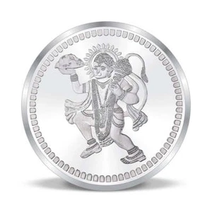 Lord Hanuman Silver Coin / Bajrang Bali Coin Pure Silver 999 - Picture 1 of 2