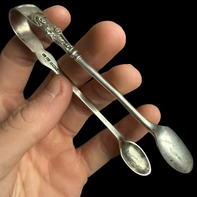 Ancienne Pince À Sucre En Argent Massif & Religieuse & Poinçon Anglais  - Photo 1/4