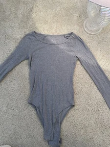 Soft Gray Long Sleeve Bodysuit- Stylish, Comfortable, Perfect for Any Outfit - Picture 1 of 3