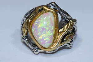 Opalite Two Tone Cocktail Ring - Picture 1 of 7