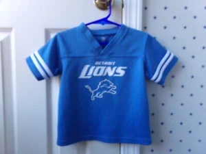 FLAWS Boys DETROIT LIONS NFL BLUE WHITE LOGO JERSEY STYLE Mesh Shirt Size 3T - Picture 1 of 20