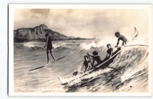1920s “Big Surf Waikiki” JJ Williams Seri. RPPC Postcard Waikiki Hawaii Comic-H1 - Picture 1 of 4
