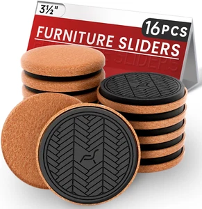 Felt Furniture Sliders 16 PCS 3½" Pads for Hardwood & Wood Floors - Picture 1 of 12