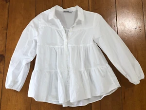 ZARA KIDS White Tiered Top Blouse Peasant Shirt Size 11-12 girls - Picture 1 of 3