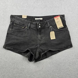 Levis Superlow Shorts Womens 33 Low Rise Mid Waist Black Stonewash Denim 38 x 2 - Picture 1 of 19