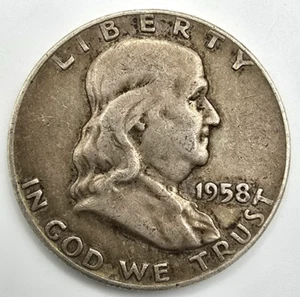 1958 D Franklin Half Dollar XF/AU You Grade It! 90% Silver EF Free Ship! - Picture 1 of 4