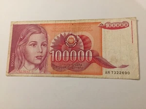 Billet Yougoslavie 100 000 Dinara 1989 - Imagen 1 de 2