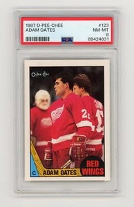 1987-88 O-Pee-Chee Adam Oates Rookie PSA 8 Detroit Red Wings #123 OPC RC - Picture 1 of 2