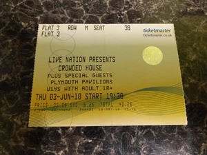 Crowded House 'Intriguer' Tour 2010 Ticket Stub Plymouth Pavilions 03/06/10 - Picture 1 of 1