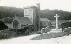 REAL PHOTOGRAPHIC POSTCARD ST WINIFREDS CHURCH, BRANSCOMBE, NEAR SIDMOUTH, DEVON - Picture 1 of 2