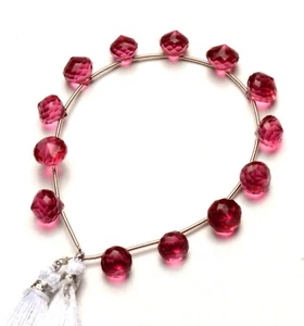 Rubellite Tourmaline Color Quartz 9x8 mm Size Faceted Onion Shape Beads 7"Strand - Picture 1 of 11