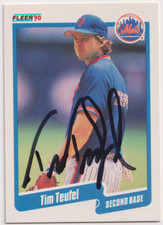 1990 Fleer #218 Tim Teufel AUTOGRAPHED New York Mets