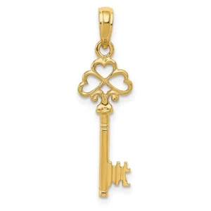 Colgante con dije de llave de corazones 3D pulido de oro amarillo de 10K L-1,15 pulgadas, W-0,33 pulgadas - Imagen 1 de 5