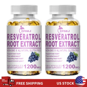 Resveratrol Root Extract Maximum Strength 1200MG Anti Aging Antioxidant 2 Pack - Picture 1 of 8