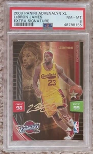 2009 Panini Adrenalyn XL Extra Signature LeBron James PSA 8 Cleveland Cavs - Foto 1 di 2