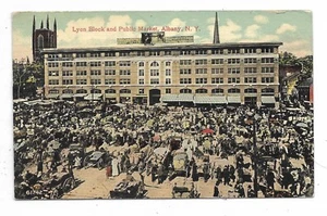 Albany New York Postcard Lyon Block and Public Market  Circa 1914 - Bild 1 von 2
