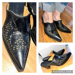 Old Gringo Carisa Brass Studded Leather Western Cowboy Boots Mules Black Size 7B - Picture 1 of 16