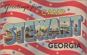 Hinesville Georgia GA - BASE MILITAR CAMP STEWART - Carta Grande Lino Postal - Imagen 1 de 2
