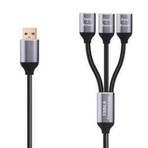 USB 2.0 A Male to 3 Female Ports Data Charge Hub Splitter Cable 0.3m - Picture 1 of 5