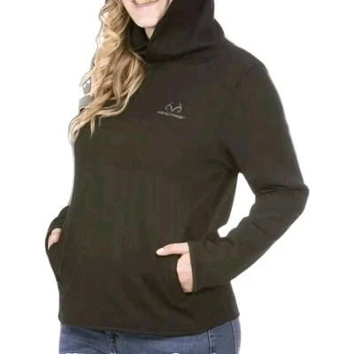 RealTree Women's Black Tech Hoodie Size XL Face Gaiter Zipper Pockets Jacket NWT - Image 1 of 4