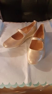 Dr. Scholls Mary Jane gold glänzend flache bequeme flexible Damenschuhe Größe 8,5   - Bild 1 von 11