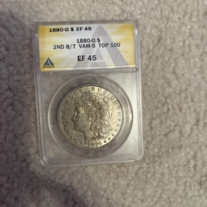 1880 O MORGAN SILBER VZ-45 VAM-5 2nd 8/7 Top 100 ANACS - Bild 1 von 2