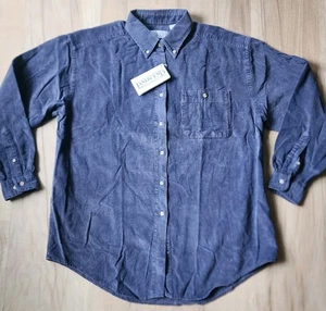 LANDS END VINTAGE 90S CORDUROY SHIRT WOMENS LARGE BLUE BUTTON DOWN USA COTTON  - Bild 1 von 9