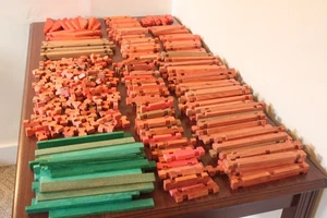 Huge 429 Pieces Real Wooden Logs  Paul Bunyan Classic Log Cabin building LOT - Picture 1 of 7