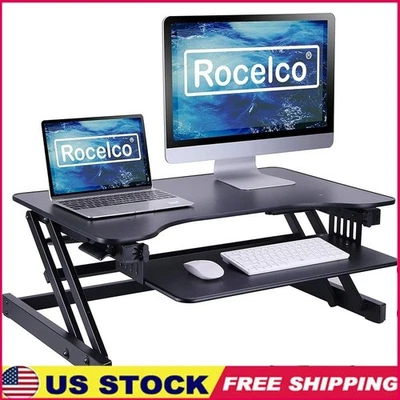 Large Stand Up Desk Converter Dual Monitors Adjustable Ergonomic Riser New - Image 1 of 4