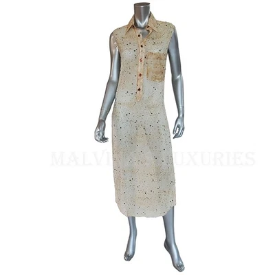 JEAN PAUL GAULTIER DRESS SHIRT STYLE SPLATTER PRINT SILK HIGH SLIT sz 42 / US 8 - Image 1 of 4