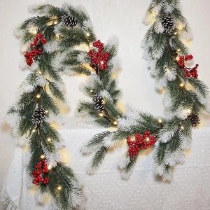 Dense Christmas Garland with Lights 6.56 FT Christmas Long Cedar Garlands for... - Picture 1 of 6