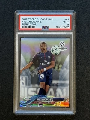2017 Topps Chrome UCL Refractor #41 Kylian Mbappe PSA9 Rookie RC PSG Real Madrid - Image 1 of 3