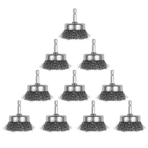 Paquete de 10 cepillos de taza de alambre con vástago hexagonal de 1/4 pulgada, juego de cepillos de taladro de alambre de 2 pulgadas para... - Imagen 1 de 7