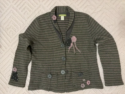 Sigrid Olsen Women’s Sweater Cardigan Antique Attic Embellished Cottagecore Lg - Image 1 of 4