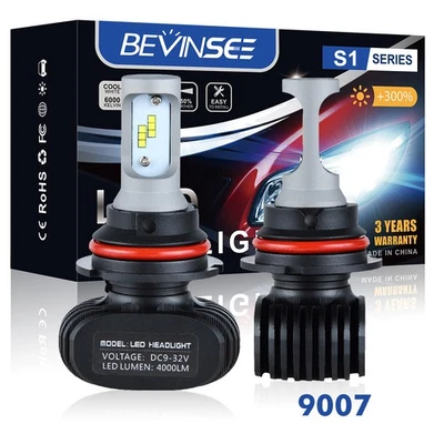 9007 HB5 LED Headlight Bulbs 6000K For Mitsubishi Mirage G4 2017-2020 Cold White - Image 1 of 4