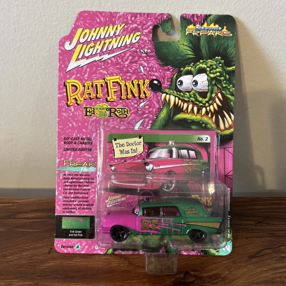 Johnny Lightning WHITE LIGHTNING  RAT FINK 1957 Chevy Ambulance 1:64 Scale CHASE - Image 1 of 4