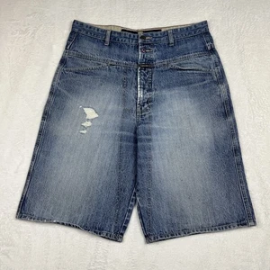 Marithe Francois Girbaud Jean Shorts Men’s Size 34 Blue Denim Baggy Y2K Distress - Picture 1 of 24